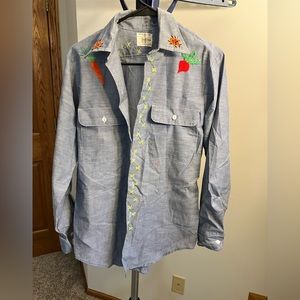 JCPenny vintage embroidered denim shirt Sz Small